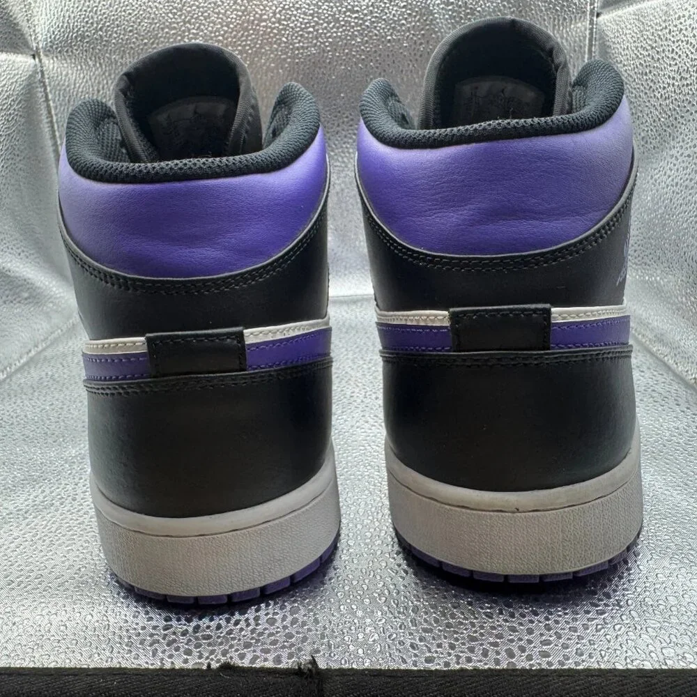 Size 12 Nike Air Jordan 1 Mid White Dark Iris Mens Sneaker Shoes 554724-095‎